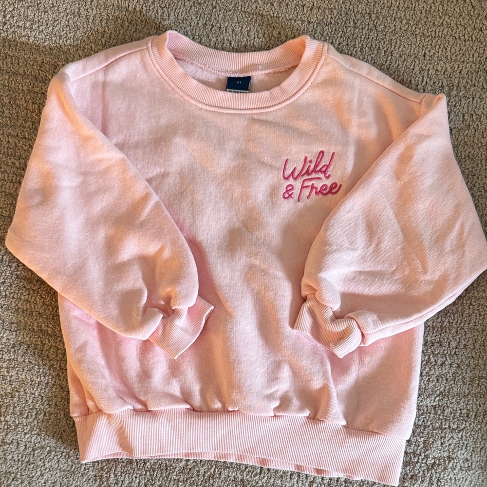Old Navy Pink 'Wild & Free' Kids Sweatshirt